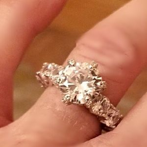 White Sapphire 925 Sterling Silver Engagement Ring